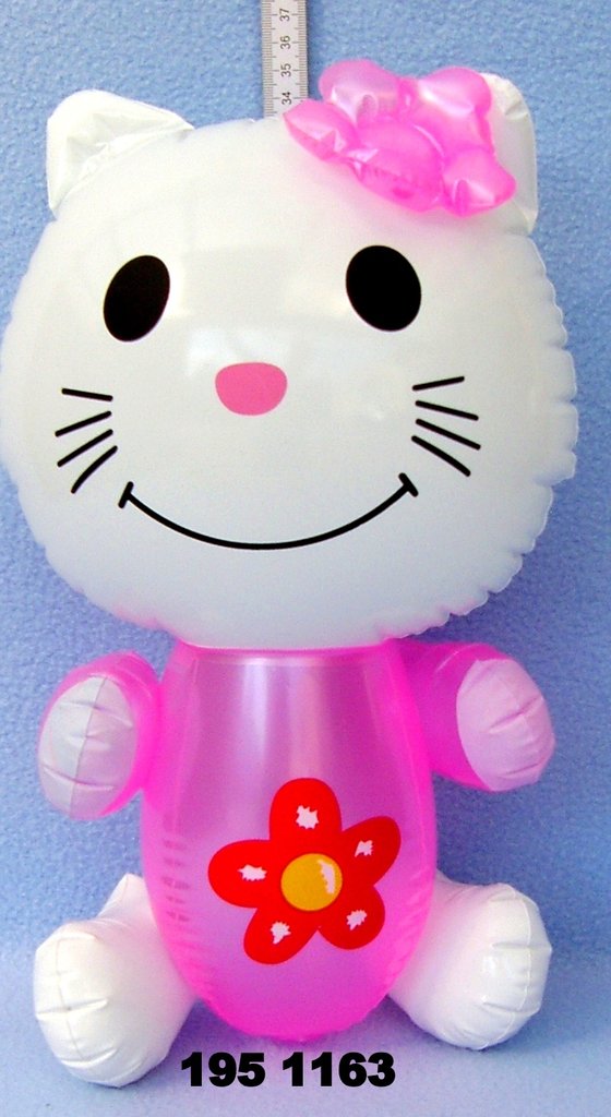 Aufblasfigur in weiß + pink als Katze   -  113758 - 33cm - 12 Stück im Beutel