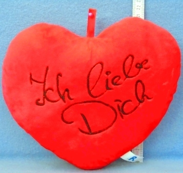 Herz in rotem Samt mit gesticktem "Ich liebe Dich"  -   95045 - 20x24cm - 12 Stück im Btl.