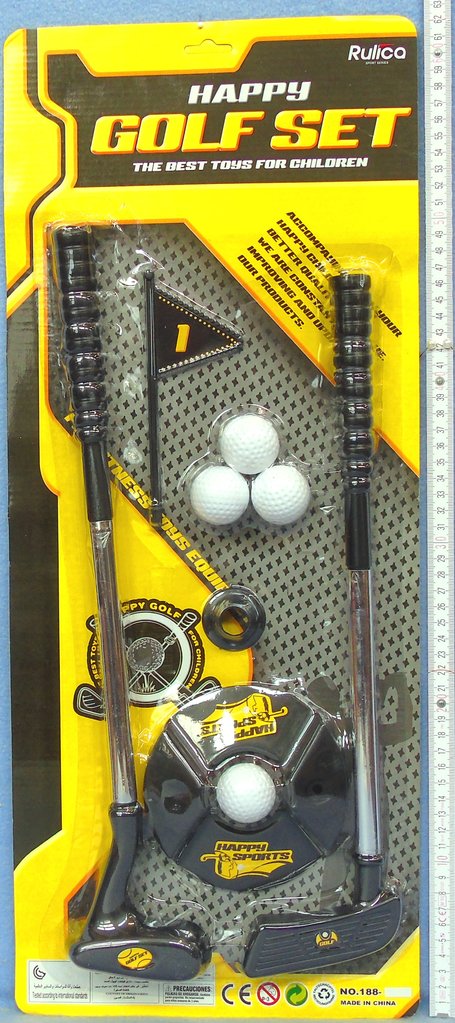 Golf Set mit 2 Schläger + 4 Bällen auf Blister    -  95690 - 26x53cm - 3 Stück
