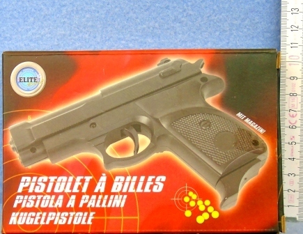 Kugelpistole mit Magazin +Mini in Box   -    50118 - 16cm - 12 Stück
