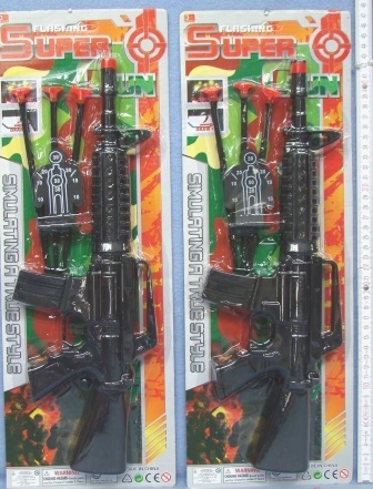Pfeilgewehr mit 3 Pfeilen und Figur, Blister   -  202216 - 17x48cm - 12-Stück im Btl.