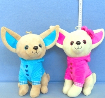 Chihuahua mit Jacke + Hudy in blau + pink   -   41328 - 28cm - 6 Stück im Btl.